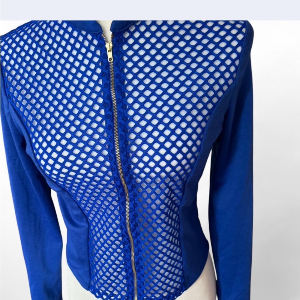 Blue Mesh Zip-Up Jacket